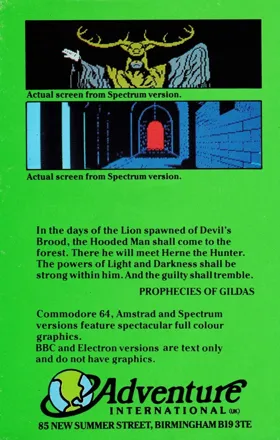 Robin Of Sherwood (UK) (1984) box cover back